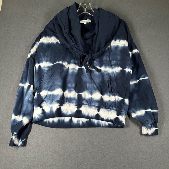 Young Fabulous Broke Medium Navy Tie Dye Draped Hoodie Sweater Long Sleeve - Picture 2 of 9